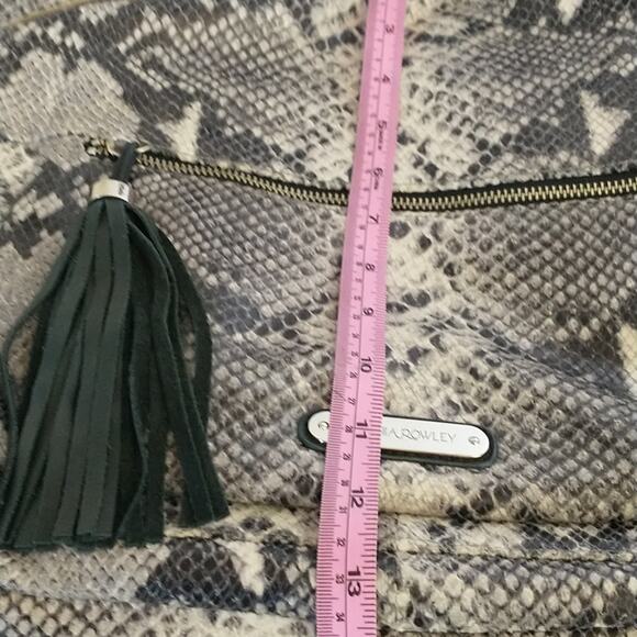 Cynthia Rowley Black Gray Snakeskin print all Leather bag With Shoulder Strap - Picture 10 of 16